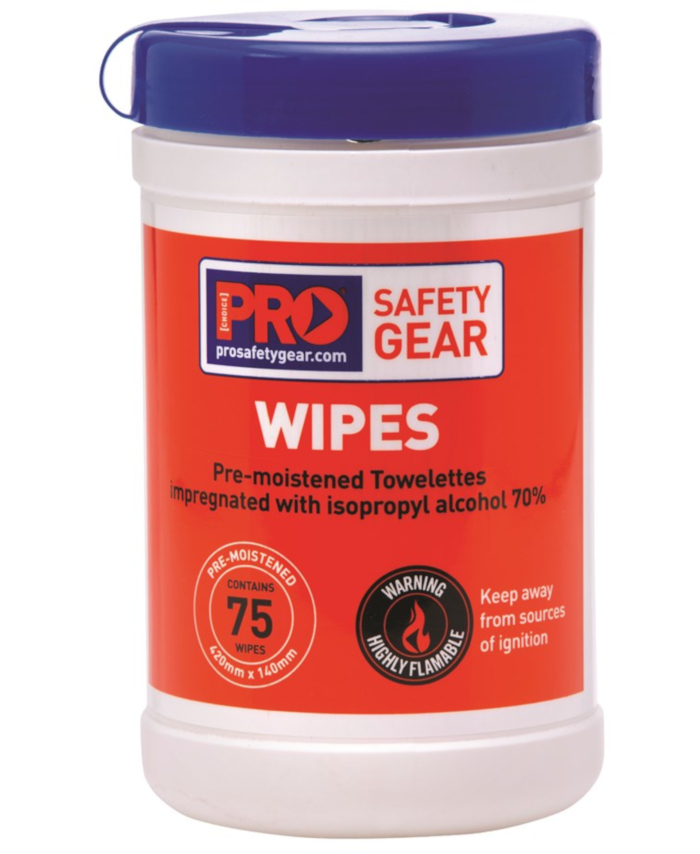 Cleaning Wipes Isopropyl Cannister of 75 Safety Eye Protection