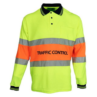 Traffic Control Long Sleeve Poly Cotton Taped Polo Shirt - Yellow