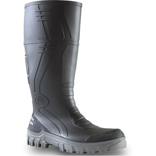WORKWEAR, SAFETY & CORPORATE CLOTHING SPECIALISTS  - Jobmaster 3 Gumboots - Black / Grey Pvc 400Mm Safety Gumboot