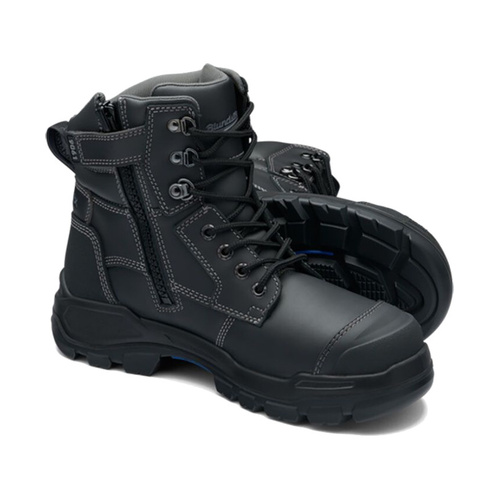 WORKWEAR, SAFETY & CORPORATE CLOTHING SPECIALISTS  - RotoFlex Black water-resistant Platinum leather 150mm zip sided safety boot