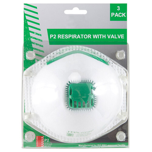 WORKWEAR, SAFETY & CORPORATE CLOTHING SPECIALISTS  - JB's Blister (3Pc) P2 Respirator With Valve