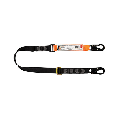 WORKWEAR, SAFETY & CORPORATE CLOTHING SPECIALISTS  - Elite Single Leg Shock Absorbing 2M Adjustable Lanyard with Hardware SN X2