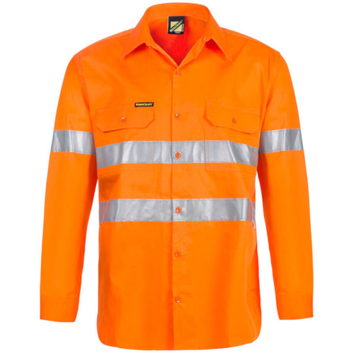 WORKWEAR, SAFETY & CORPORATE CLOTHING SPECIALISTS  - Lightweight Hi Vis Long Sleeve Vented Cotton Drill Shirt with CSR Reflective Tape