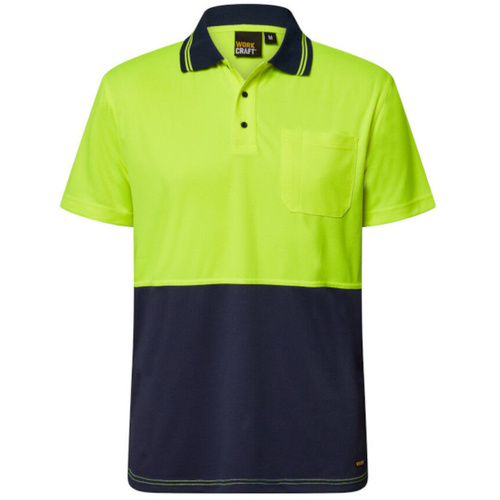 WORKWEAR, SAFETY & CORPORATE CLOTHING SPECIALISTS  - Hi Vis Two Tone Short Sleeve Micromesh Polo with Pocket