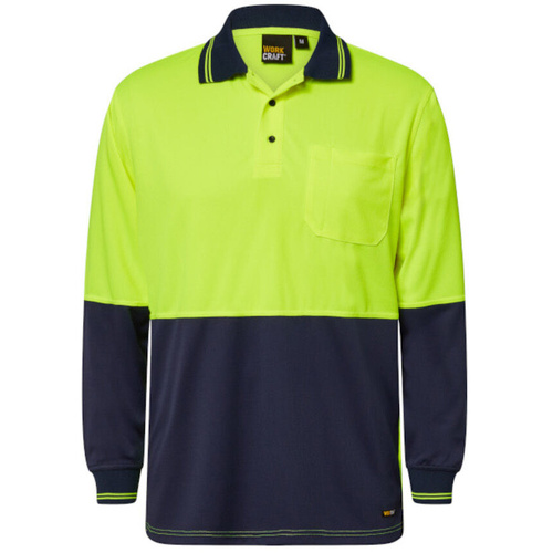 WORKWEAR, SAFETY & CORPORATE CLOTHING SPECIALISTS  - Hi Vis Two Tone Long Sleeve Polo with pocket
