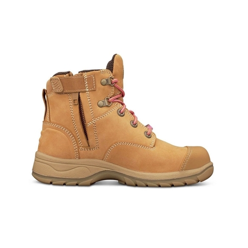 WORKWEAR, SAFETY & CORPORATE CLOTHING SPECIALISTS  - PB 49 - Womens Ankle Height Zip Side Lace Up Boot - Wheat