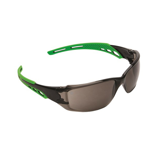 WORKWEAR, SAFETY & CORPORATE CLOTHING SPECIALISTS  - Cirrus Green Arms Safety Glasses A/F Lens - Smoke