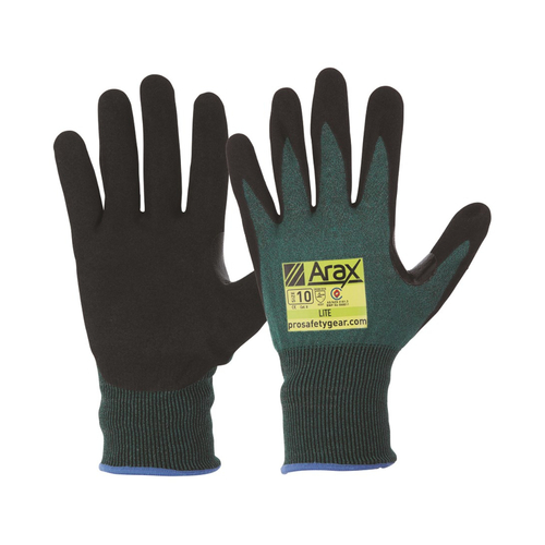 WORKWEAR, SAFETY & CORPORATE CLOTHING SPECIALISTS  - Arax Green Nitrile Sand Dip Palm Gloves