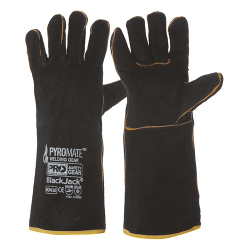 WORKWEAR, SAFETY & CORPORATE CLOTHING SPECIALISTS  - Pyromate Black Jack - Black & Gold Welders Glove