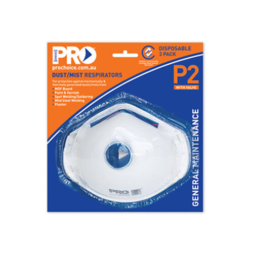 WORKWEAR, SAFETY & CORPORATE CLOTHING SPECIALISTS  - P2 with Valve  Respirators in Blister Pack - 3 Pk