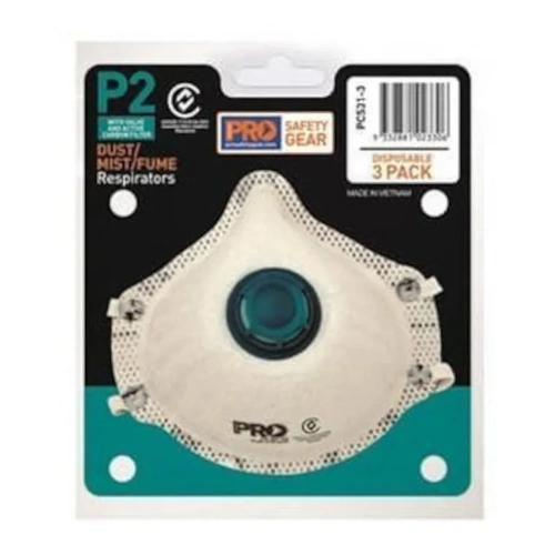 WORKWEAR, SAFETY & CORPORATE CLOTHING SPECIALISTS  - Respirator P2, With Valve and Carbon Filter 3 Piece Blister Pack