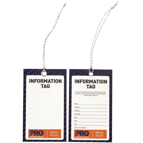 WORKWEAR, SAFETY & CORPORATE CLOTHING SPECIALISTS  - Safety Tag "INFORMATION" 125mm x 75mm - Pack of 100