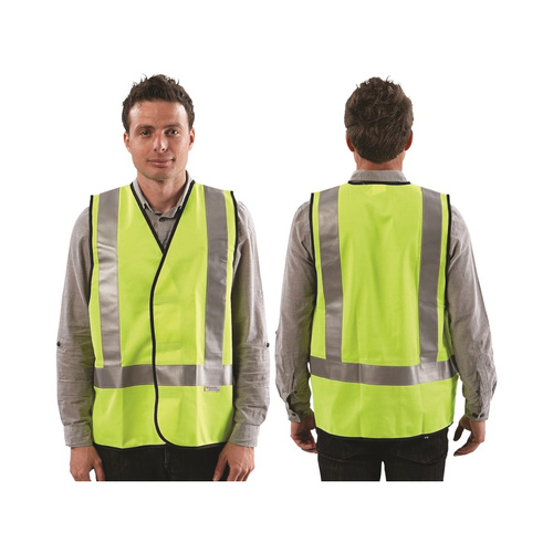 WORKWEAR, SAFETY & CORPORATE CLOTHING SPECIALISTS  - Safety Vests - Yellow Day / Night Use with H Back pattern Reflective Tape