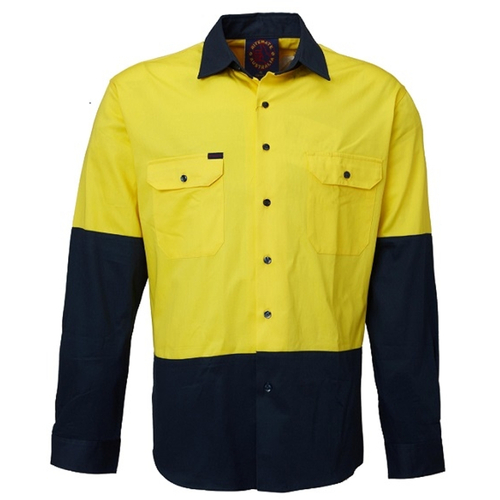 WORKWEAR, SAFETY & CORPORATE CLOTHING SPECIALISTS  - Open Front 2 Tone Shirt - Long Sleeve