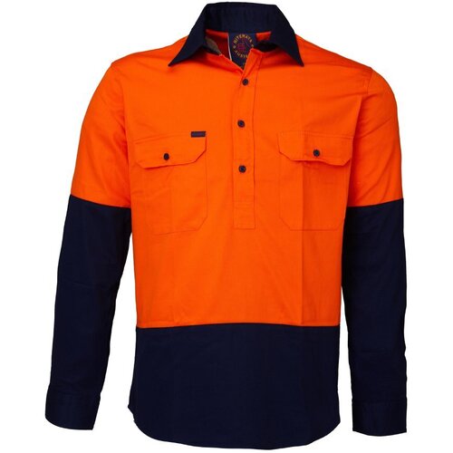 WORKWEAR, SAFETY & CORPORATE CLOTHING SPECIALISTS  - Closed Front 2 Tone Shirt - Long Sleeve