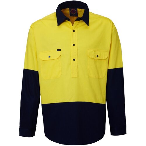 WORKWEAR, SAFETY & CORPORATE CLOTHING SPECIALISTS  - Closed Front 2 Tone Shirt - Long Sleeve