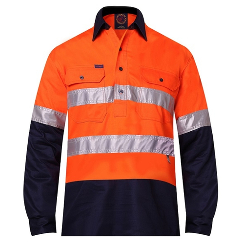WORKWEAR, SAFETY & CORPORATE CLOTHING SPECIALISTS  - 2 Tone Closed Front L/S Shirt with 3M 8910 Reflective Tape