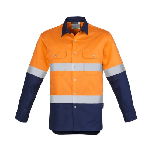 WORKWEAR, SAFETY & CORPORATE CLOTHING SPECIALISTS  - Mens Hi Vis Industrial L/S Shirt - Hoop Taped