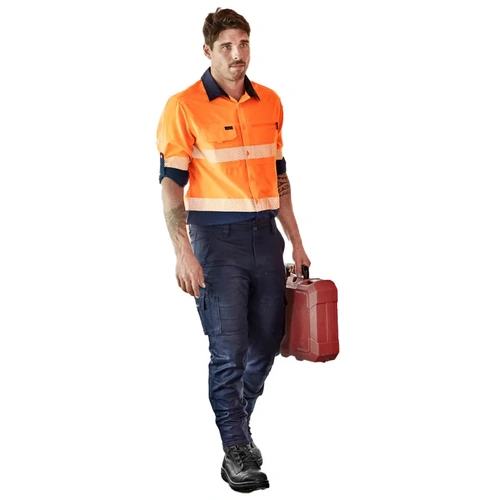 WORKWEAR, SAFETY & CORPORATE CLOTHING SPECIALISTS  - Mens Hi Vis Outdoor Segmented Tape L/S Shirt