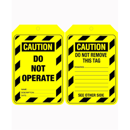 WORKWEAR, SAFETY & CORPORATE CLOTHING SPECIALISTS  - 90x140mm - Cardboard Tags - Pkt of 100 - Caution Do Not Operate