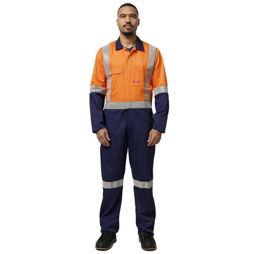 WORKWEAR, SAFETY & CORPORATE CLOTHING SPECIALISTS  - Foundations - Hi-Visibility Two Tone Cotton Drill Coverall with 3M Tape