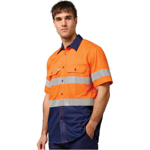 WORKWEAR, SAFETY & CORPORATE CLOTHING SPECIALISTS  - Koolgear - Ventilated Hi-Vis Two Tone Shirt with Tape Short Sleeve