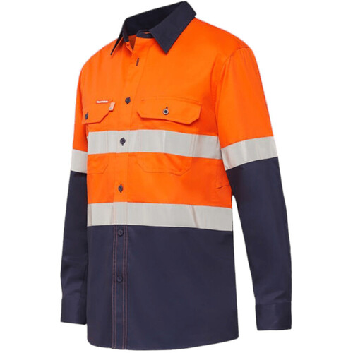 WORKWEAR, SAFETY & CORPORATE CLOTHING SPECIALISTS  - Koolgear - Ventilated Hi-Vis Two Tone Shirt with Tape Long Sleeve