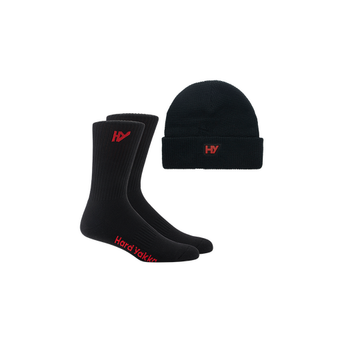 WORKWEAR, SAFETY & CORPORATE CLOTHING SPECIALISTS  - Red Collection - 2PK SOCK BEANIE BUNDLE PACK